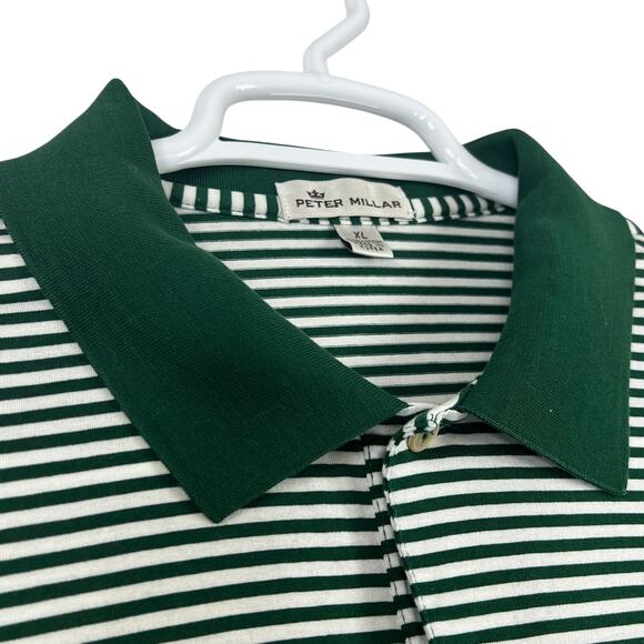 Peter Millar Striped Polo Shirt Mens XL Green Striped Pullover Cotton Casual - Picture 5 of 9